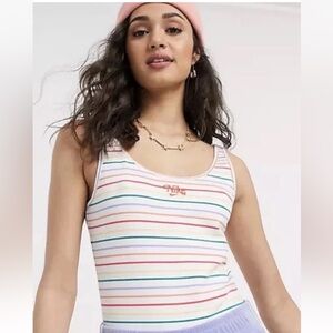 Nike Bodysuit Women’s Size S Small Sportswear Logo Striped Retro One Piece